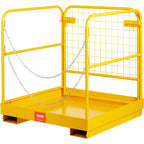 VEVOR Forklift Safety Cage, Forklift Man Basket 1200lbs Capacity, 36'' x 36'' Foldable Forklift Work Platform for 1-2 People with Double-Chain Guardrail & Drain Hole, Perfect for Aerial Work, Orange