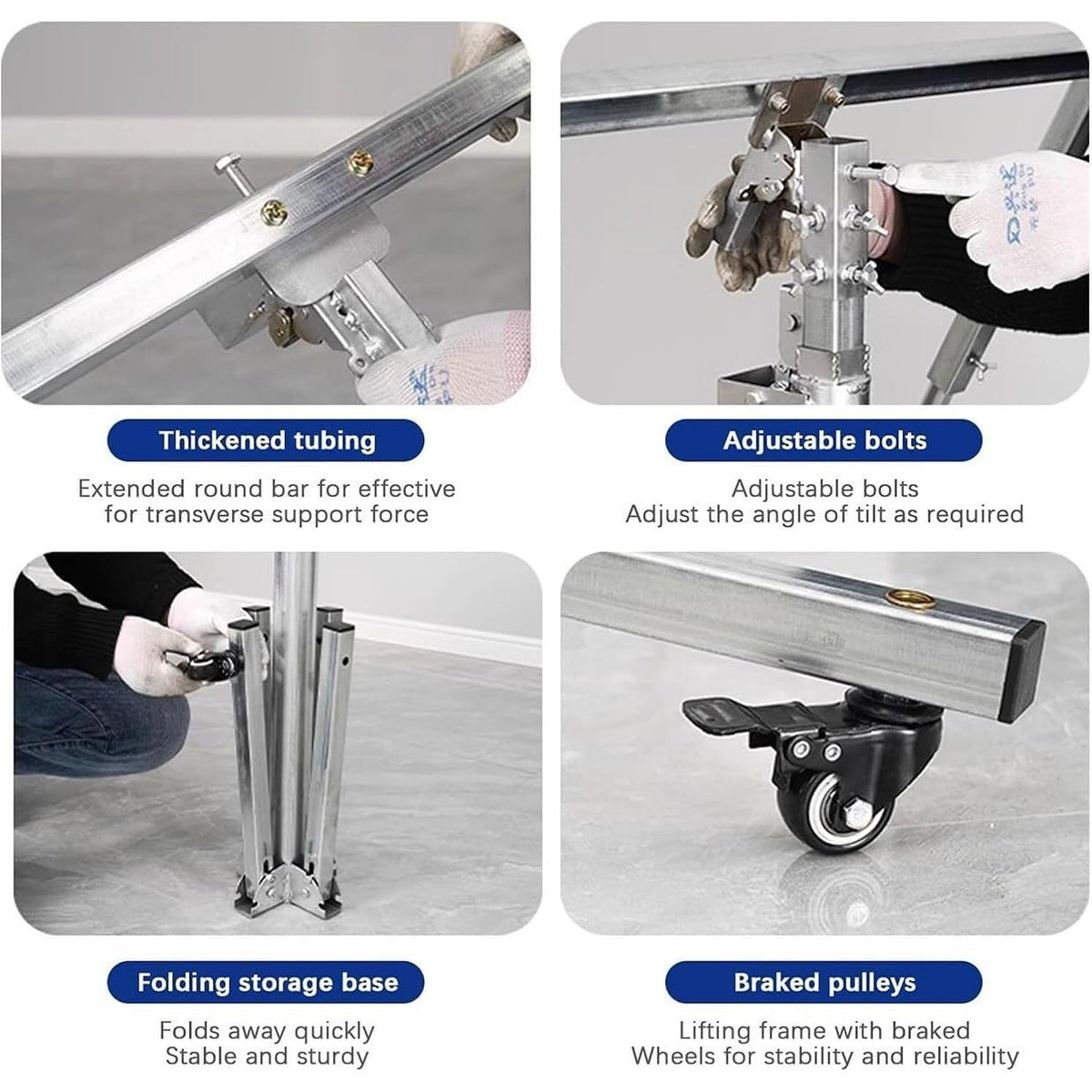 Drywall Lifter - Heavy Duty Portable Lift Jack Tool with Lockable Wheels, Durable Metal Construction for Easy Drywall Handling