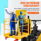 Foldable Forklift Safety Cage, 1200 lbs Load Capacity, Forklift Work Platform with Lockable Swivel Wheels, Drain Hole & Device Chain, 2-Man Collapsible Lift Basket for Lifting Loader