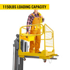 Forklift Safety Cage 36x36 Inch 1200Lbs Work Platform with 4 Wheels Collapsible Man Basket Aerial Rails for Lifting Loader