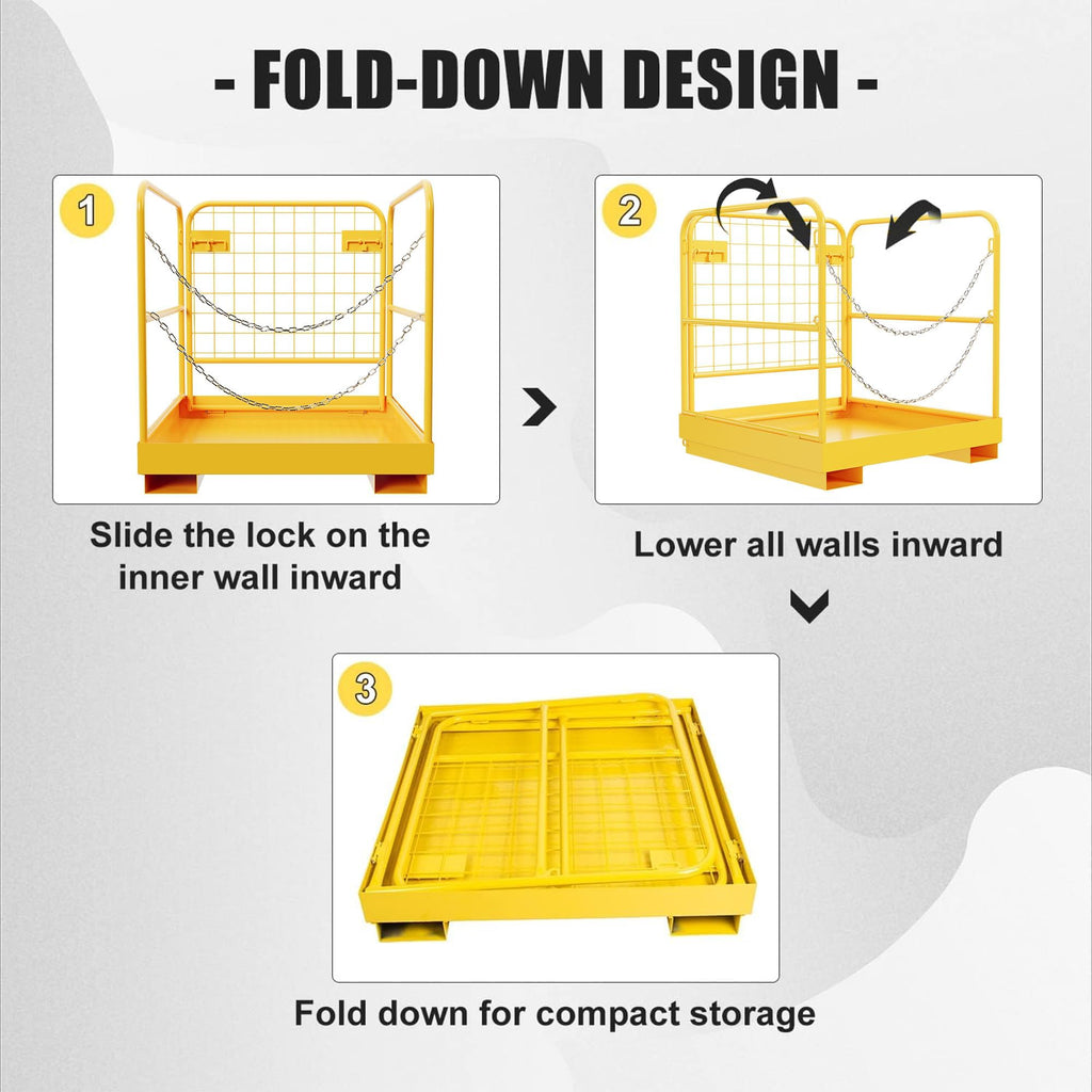 ECOTRIC 36x36 Forklift Cage 1200 LBS Capacity Work Platform Safety Cage