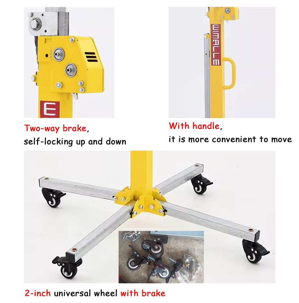 110Lb Drywall Lift with Tilt Function, Portable Panel Hoist for Ceiling Installation, Height Adjustable Up to 5Ft, Galvanized Steel Frame, Manual Chain Operation, Easy Fold Storage for Contractors