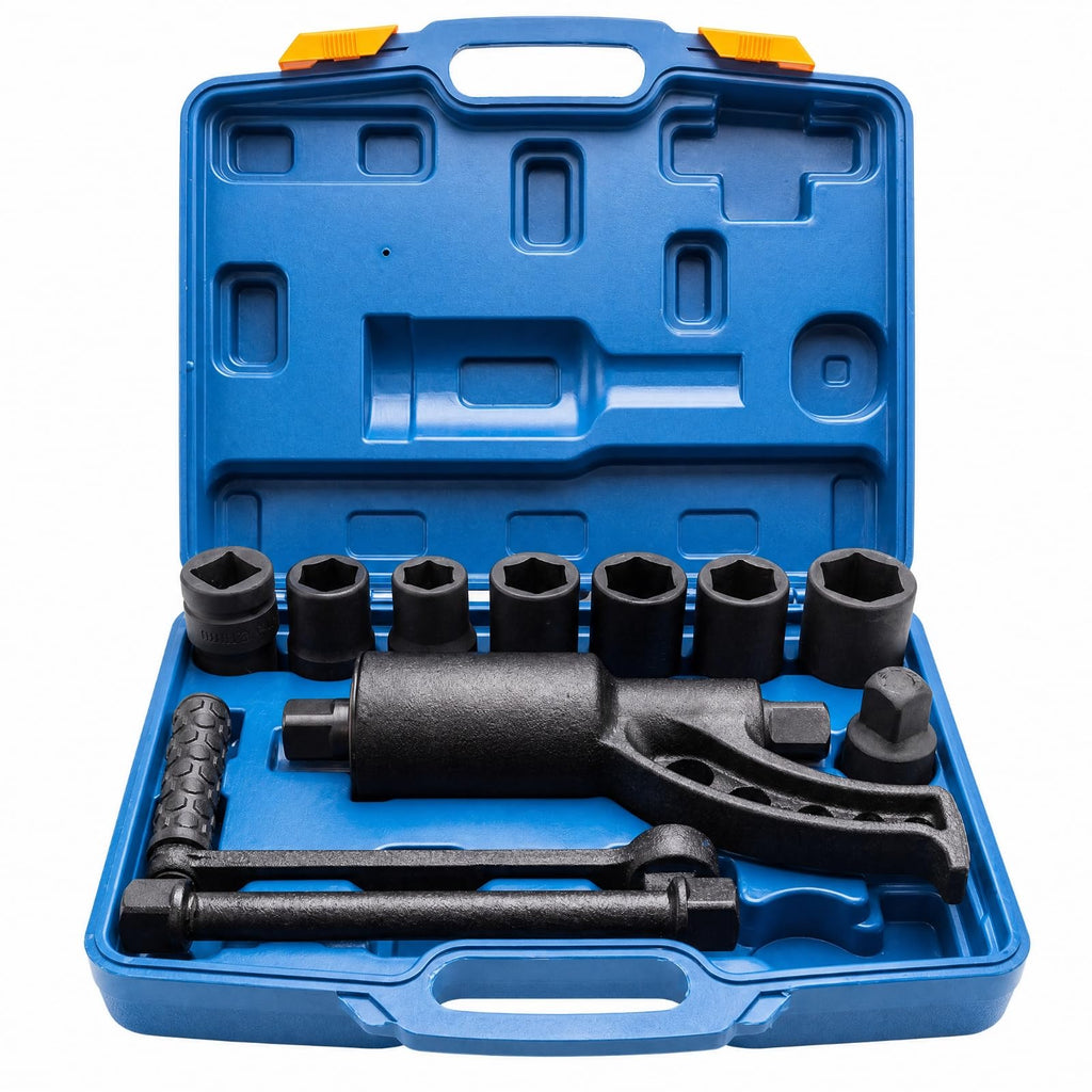 Wheel Nut Remover Set with Sockets Labor-Saving Geared Wheel Nut Wrench Portable Tire Service Tool for Truck Drivers, Automotive Technicians, Garages