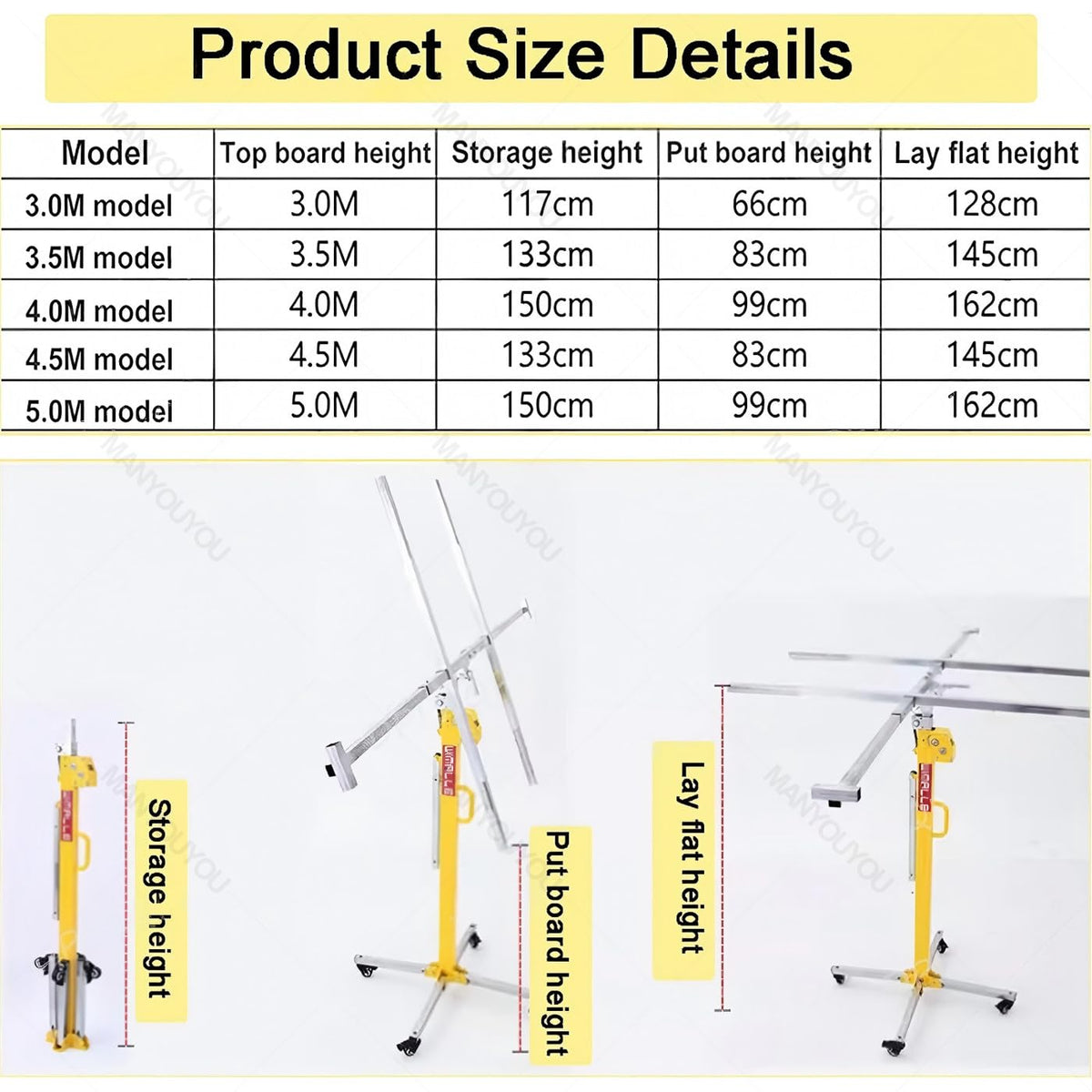 Heavy-Duty Drywall Lift & Jack - Manual & Electric Dual Purpose Sheetrock Hoist for Ceilings, 110 lbs Capacity, Foldable Design for Home Improvement Projects
