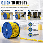 100FT Yellow Safety Chain, G30 Low Carbon Steel 3/16" Safety Chain on Reel