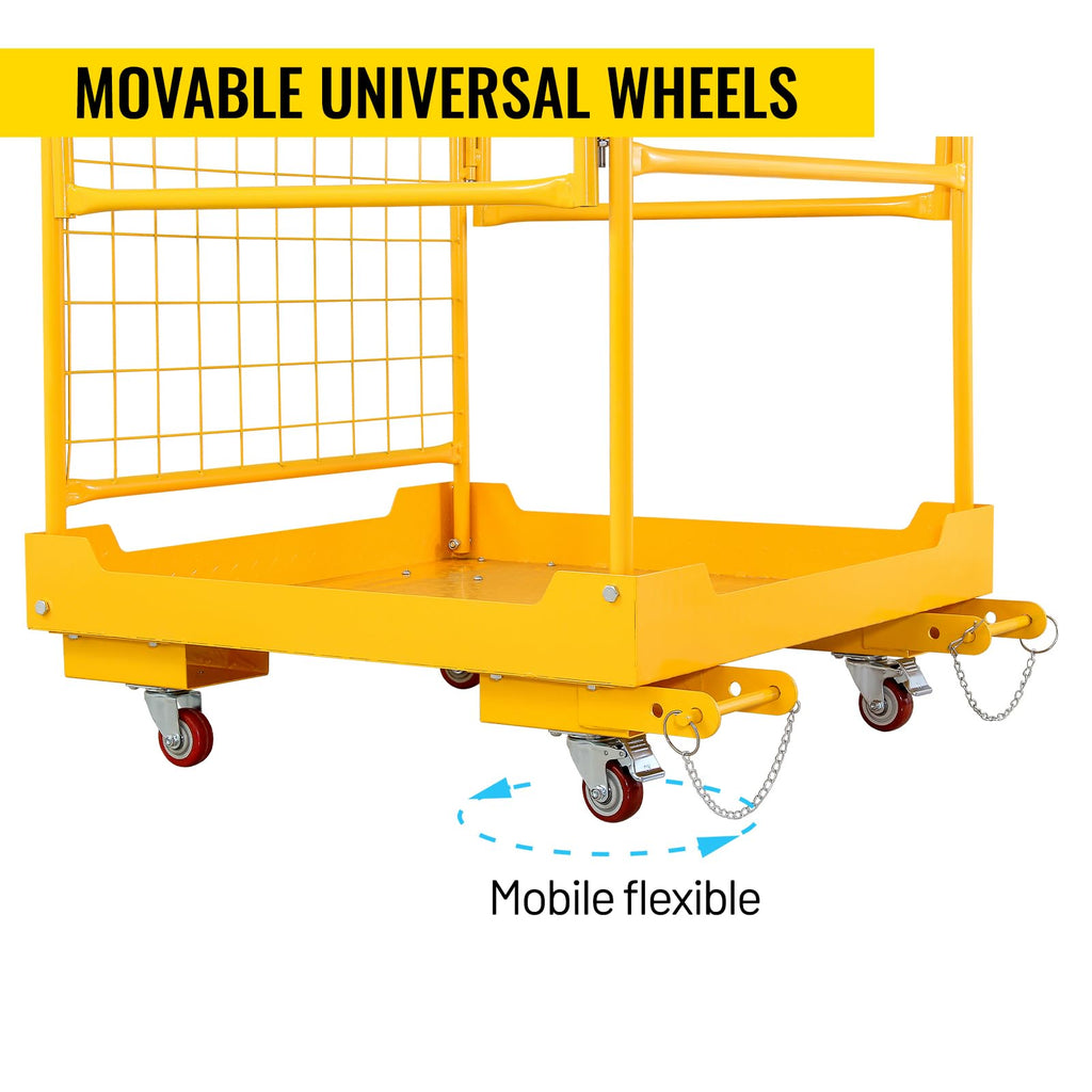 36x36 Forklift cage Work Platform Safety cage Collapsible Lift Basket Aerial Rails Heavy Duty Steel Construction fold Down Design