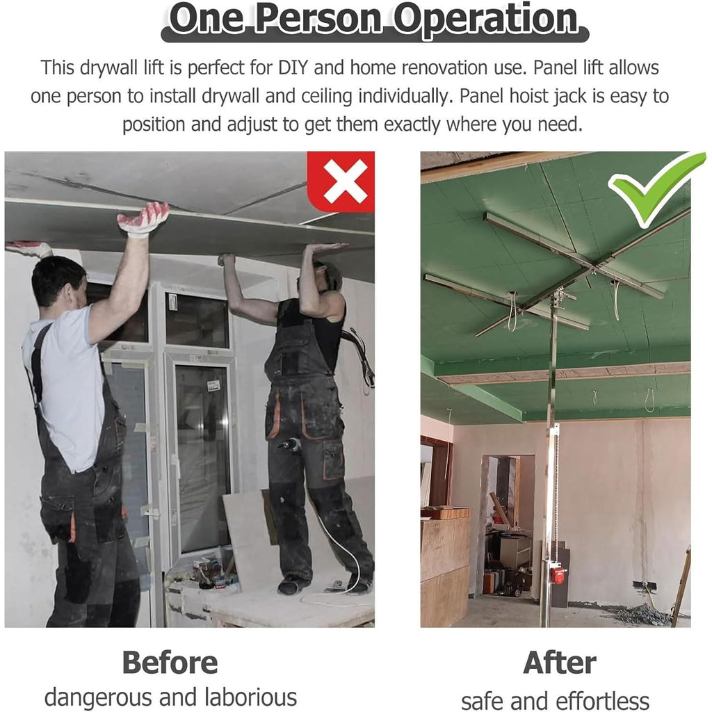 Safe Plate Lifter Tool, Heavy-Duty Drywall Sheet Lifter, 360° Adjustable Sheetrock Lifter with Rolling Casters & Extendable Arm, for DIY, Home Improvement
