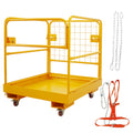 Forklift Safety Cage 36x36 Inch Forklift Man Basket Heavy Duty Lift Basket with 4 Wheels 1200LBS Capacity Safety Set for Most Aerial Jobs
