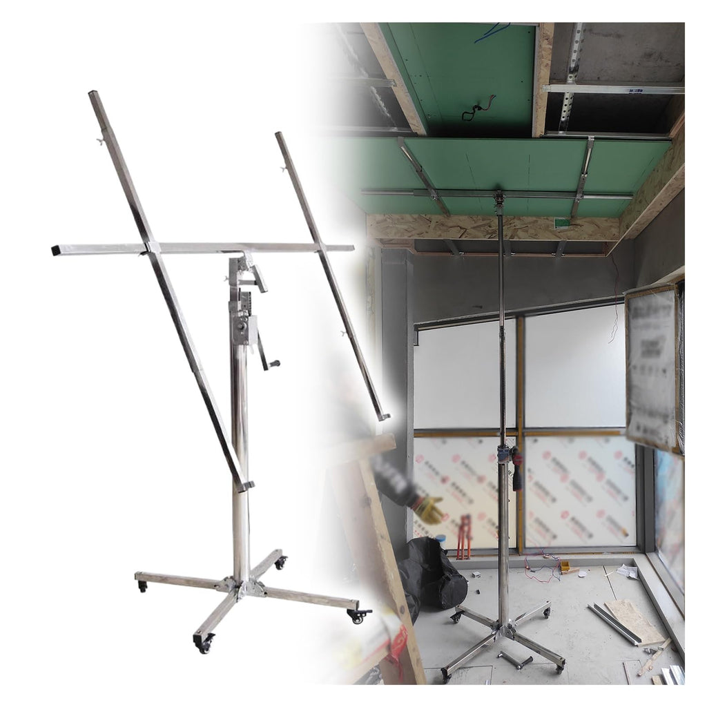 Drywall Panel Hoist Drywall Lifter Jack, 360° Adjustable Drywall Rolling Lifter Panel with Rolling Caster Wheels (H13.1ft)