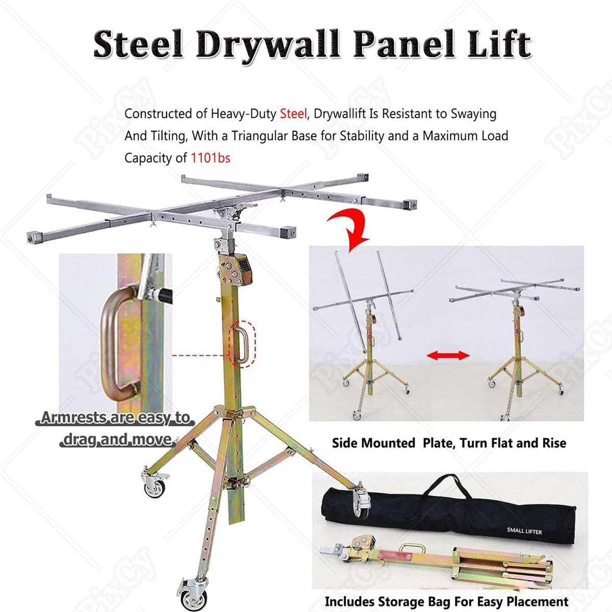 Drywall Panel Hoist,80kg Plasterboard Lifter for Ceiling Installation 3.5m