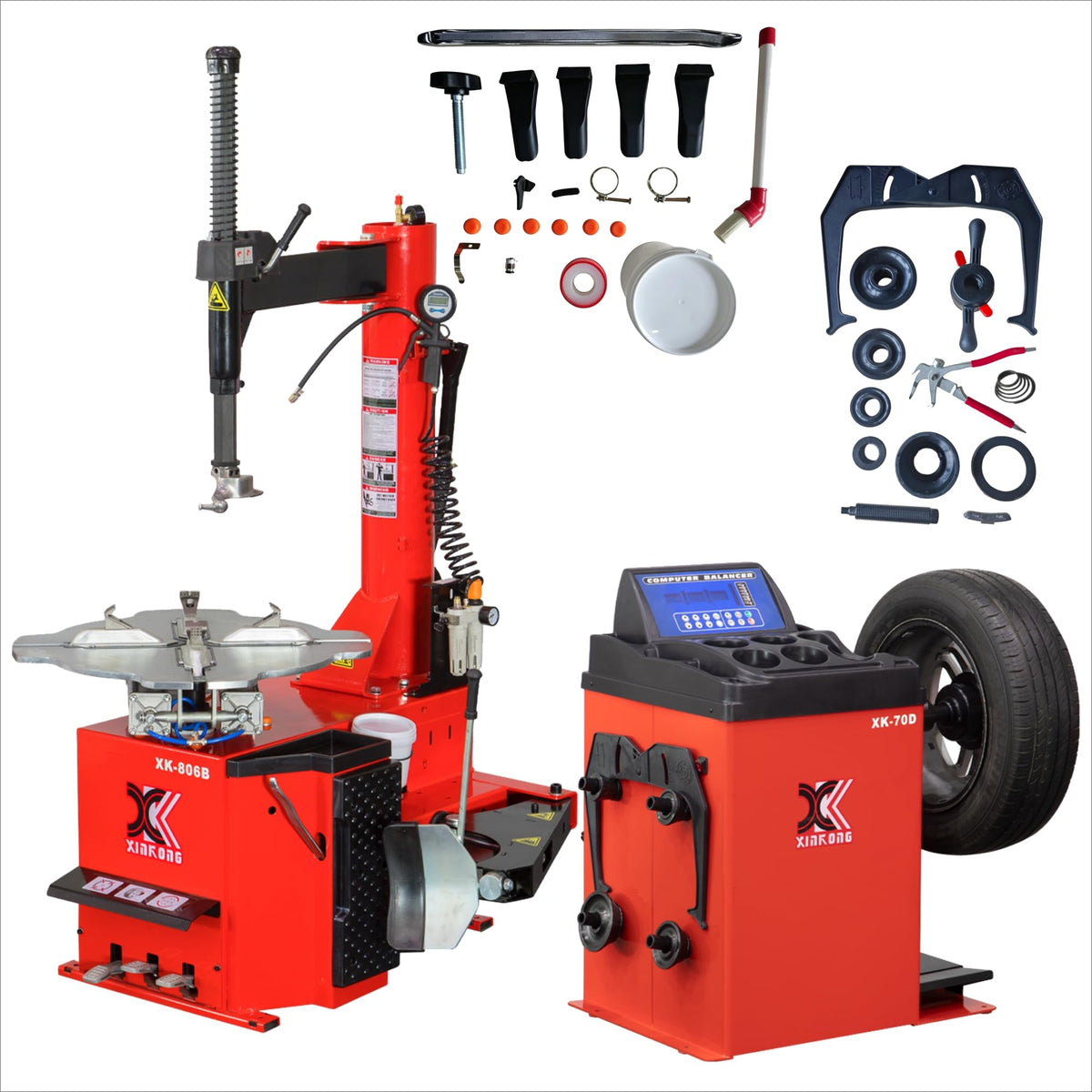 XK Tire Changer and Wheel Balancer Combo Rim Clamp 28 in, 110V,806A-70D