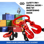 Bundle - 1/2" x 5' G80 Shipping Container Loading Chain with 2 Pack Bridle Hooks & Butterfly Clamps, Heavy Duty Cargo Securing Tie Down for Container Freight