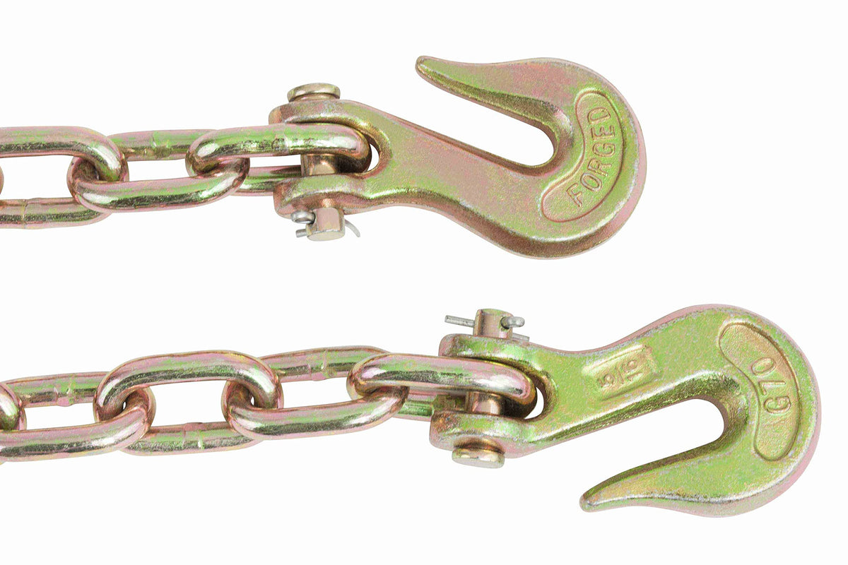 Mytee Products 4 Pack 5/16 Inch x 25 FT Grade 70 Binder Chain with Clevis Grab Hooks - G70 Transport Tow Chain - 4,700 Lbs Working Load Limit