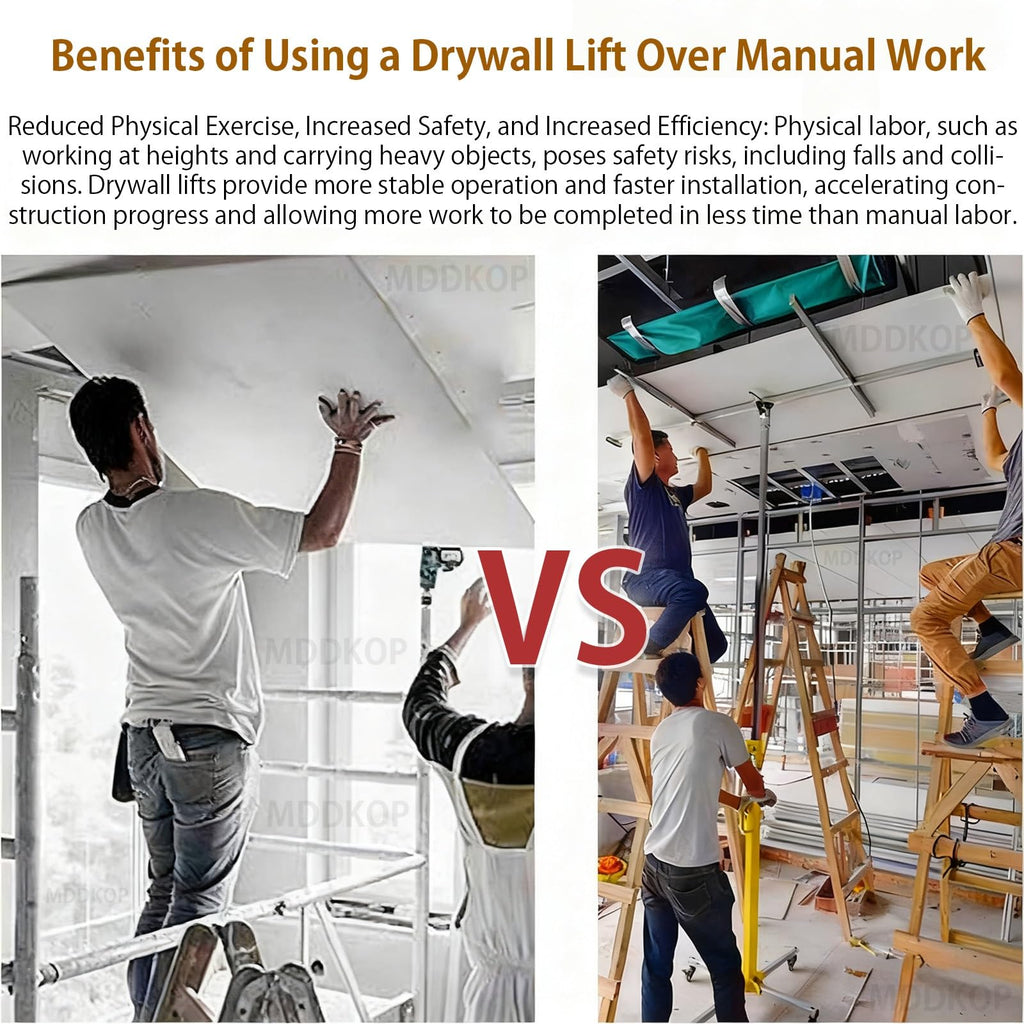 Drywall Lift Panel Manual and Electric Dual Purpose 10.5/12.1/13.4FT Max Height Three in One Drywall Lift and Lowering Lift for Ceiling and Walls Tools Sheetrock Lifter Tool(10.5FT)