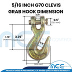 5/16" X 20 ft G70 Transport Chains with Grab Hooks - 6 Pack