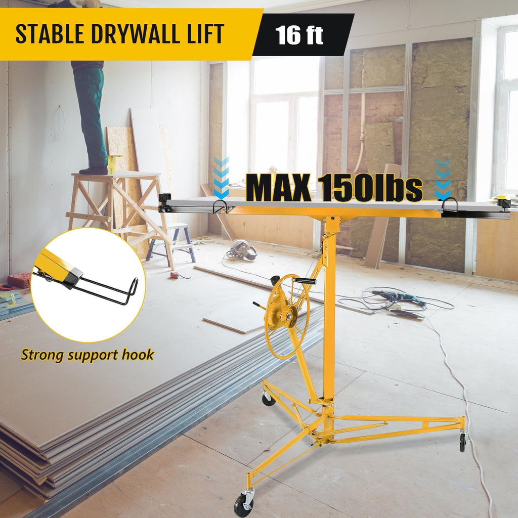 One-Person Drywall Lift Panel Hoist, 150 Lb Heavy-Duty Steel Sheetrock Jack