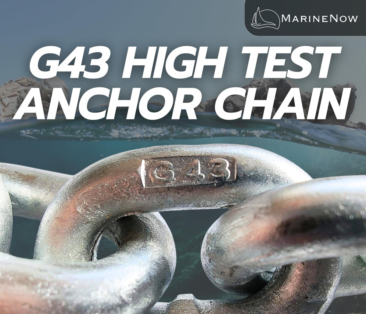 ISO G43 Anchor Chain - High Test 144 µm Micro Premium Marine Thick Hot Dipped Galvanized NACM-Grade Anchor Chain (Choose Size and Length)