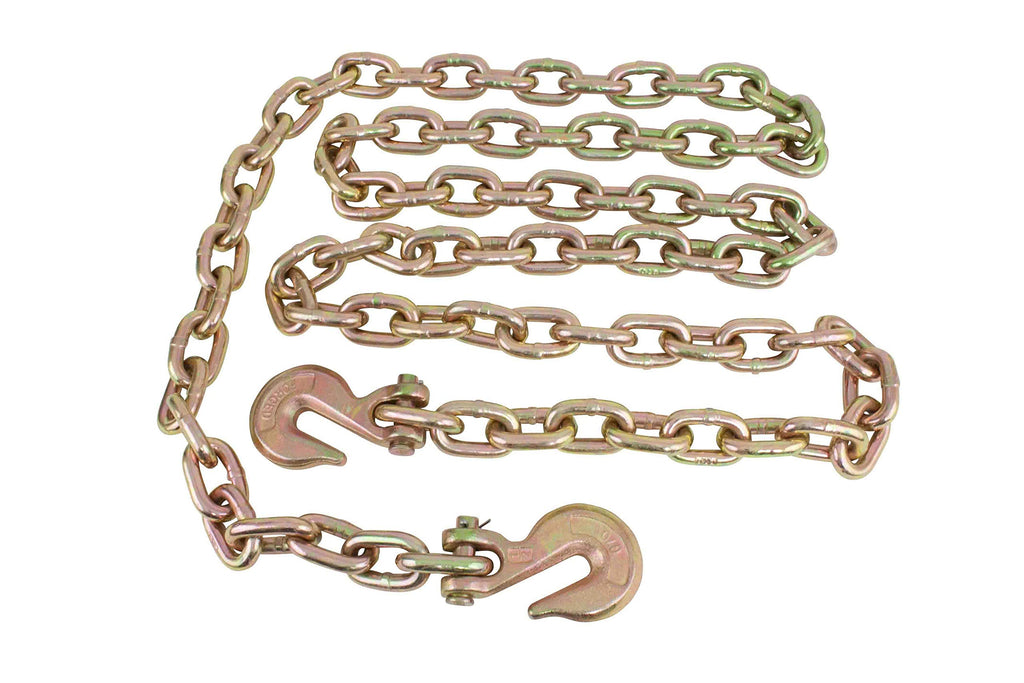 Mytee Products 2 Pack 1/2 Inch x 12 FT Grade 70 Binder Chain with Clevis Grab Hooks - G70 Transport Tow Chain - 11,300 Lbs Working Load Limit