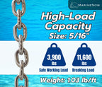 ISO G43 Anchor Chain - High Test 144 µm Micro Premium Marine Thick Hot Dipped Galvanized NACM-Grade Anchor Chain (Choose Size and Length)