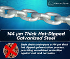 ISO G43 Anchor Chain - High Test 144 µm Micro Premium Marine Thick Hot Dipped Galvanized NACM-Grade Anchor Chain (Choose Size and Length)