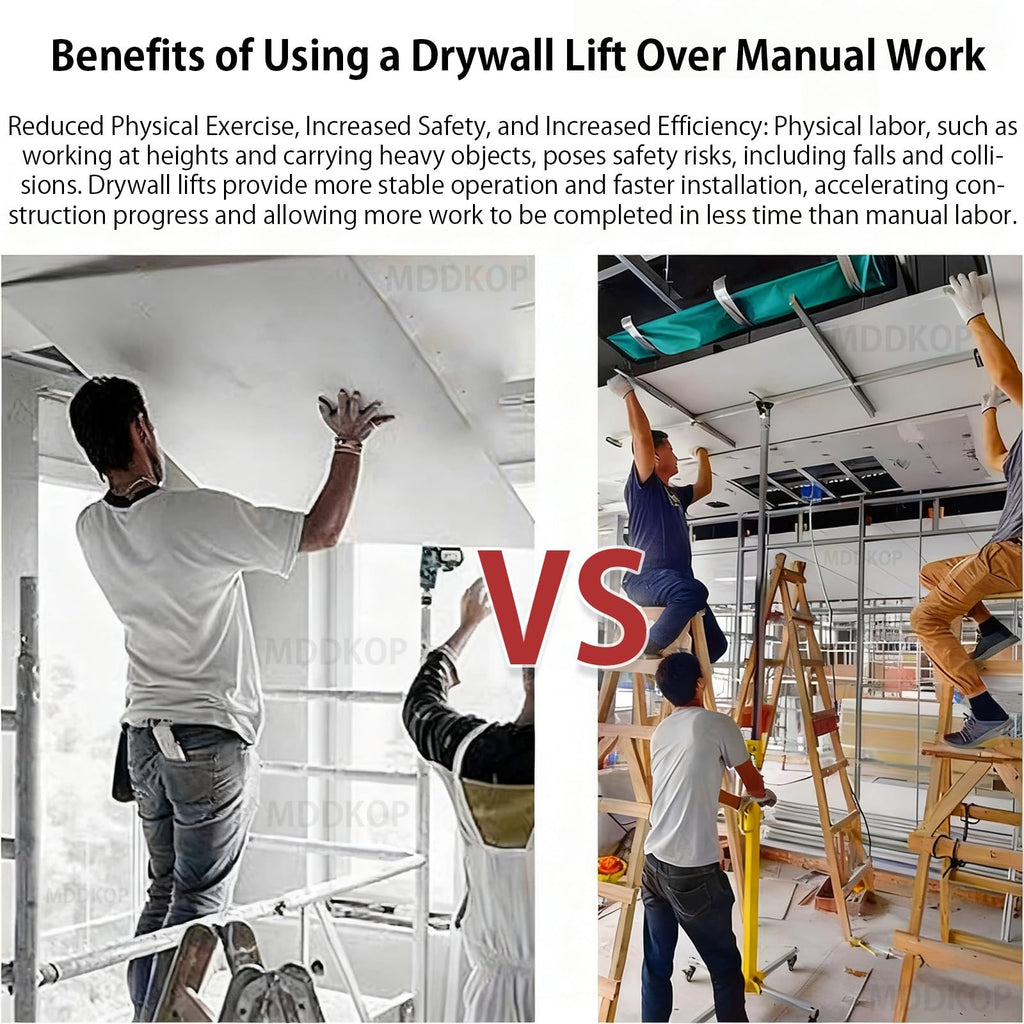Three in One Drywall Lift Manual and Electric Dual Purpose 10.5/12.1/13.4FT Max Height Drywall Lift Panel Stable Lifting for Ceiling and Walls Tools Sheetrock Lifter Tool(12.1FT)