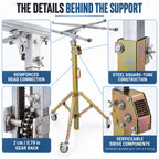 Drywall Lift with Hand Crank and Drill Drive for Ceiling Work 3.5m