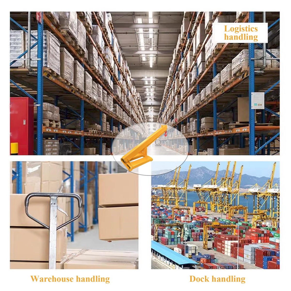 Forklift Jib Boom Crane 6600lbs Capacity Telescoping Mobile Crane Industrial Adjustable Forklift Lifting Hoist Truss Jib Boom Hook Manual Telescopic 63in-98in for Warehouse & Factories