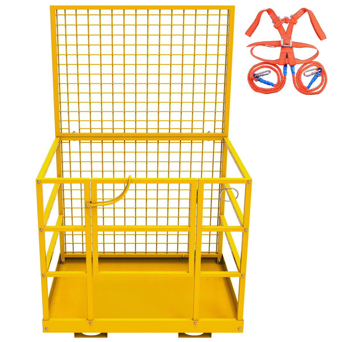 Forklift Safety Cage, 43"x45" Forklift Man Basket,1300lbs Capacity Forklift Work Platform, Forklift Aerial Platform 2-Man Collapsible Lift Basket for Lifting Loader