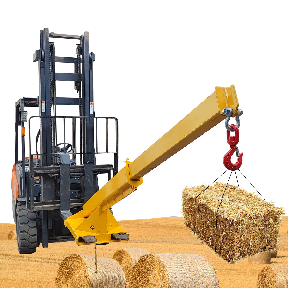 Adjustable Forklift Jib Boom Crane Forklift Mobile Crane, Fork Mounted Telescoping Crane Jib Boom for Warehouse or Factories, Adjustable Boom 63"-98", 4400 LB/ 2T Capacity