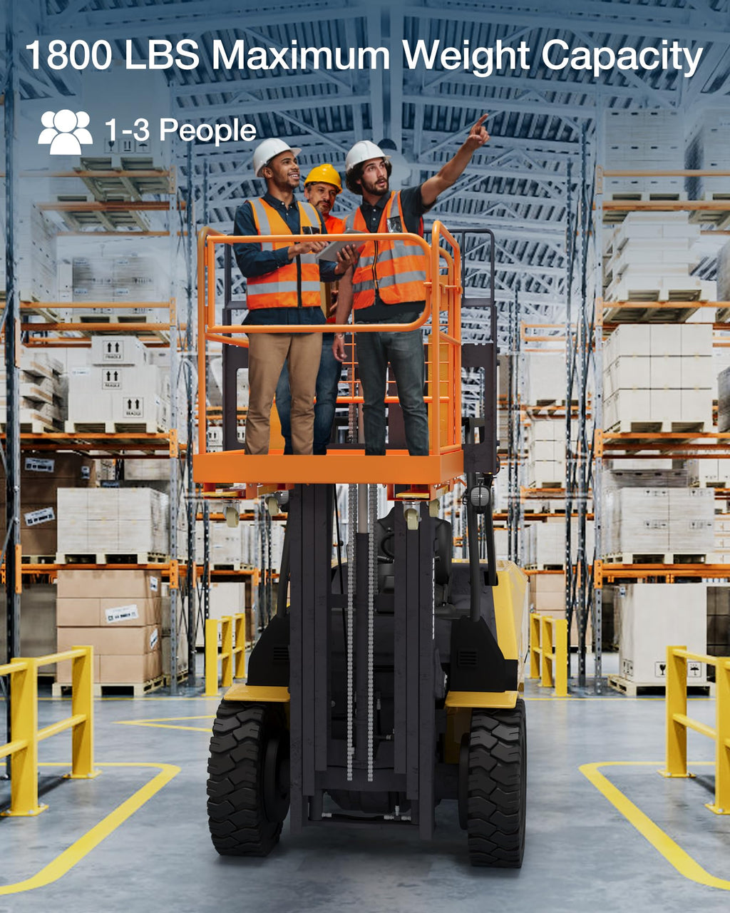 36" x 36" Industrial Forklift Safety Cage Man Basket, 1800 lbs Capacity