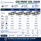 G30 Proof Coil Chain, Hot-Dipped Galvanized, 3/8", 200 ft