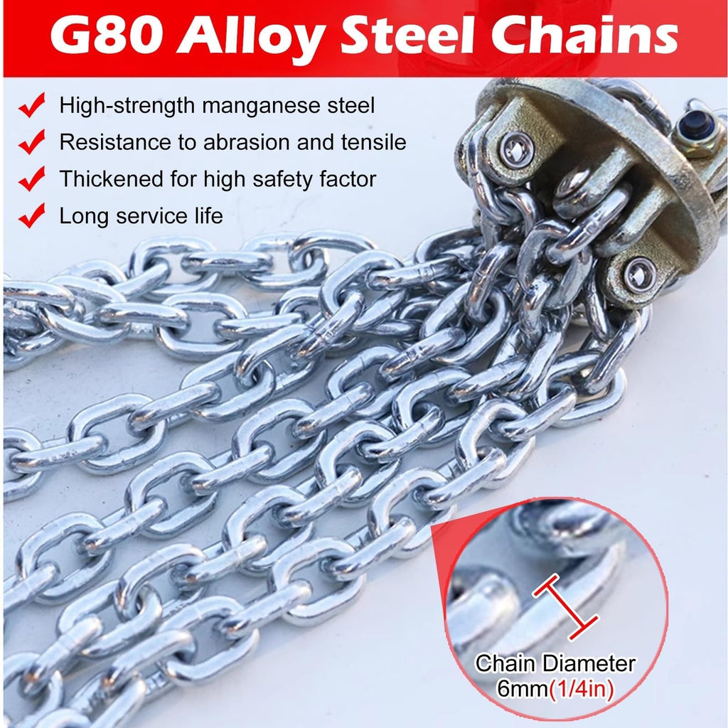 This Heavy Duty Drum Lifting Chain with Self-Locking Hooks for Crane and Forklift Handling