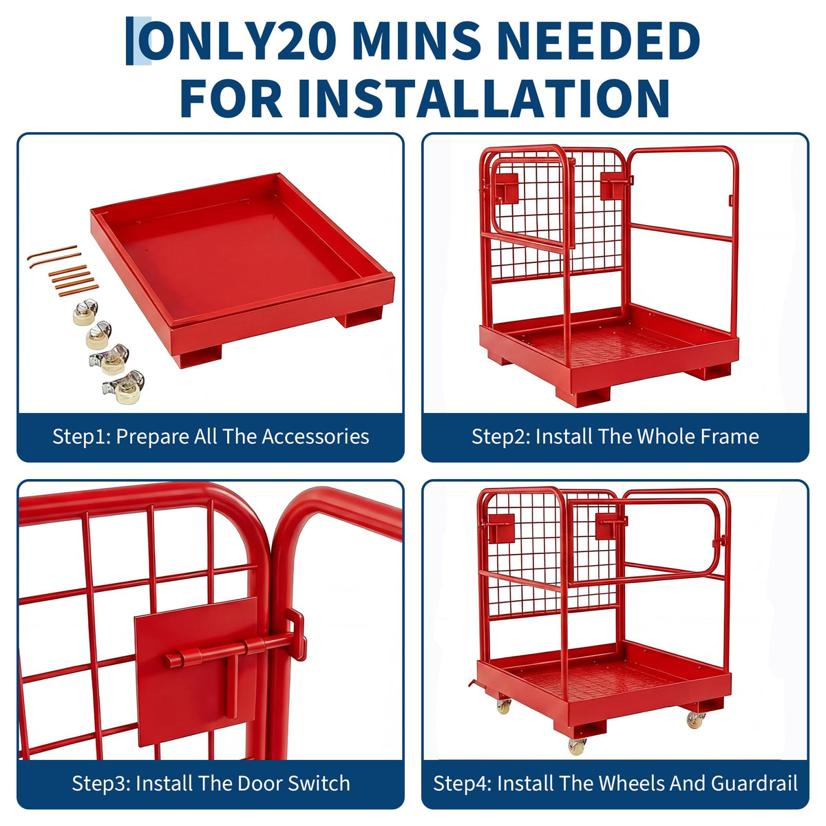 1200LBS Foldable Forklift Safety Cage, 36"X36" Man Basket for 1-3 People