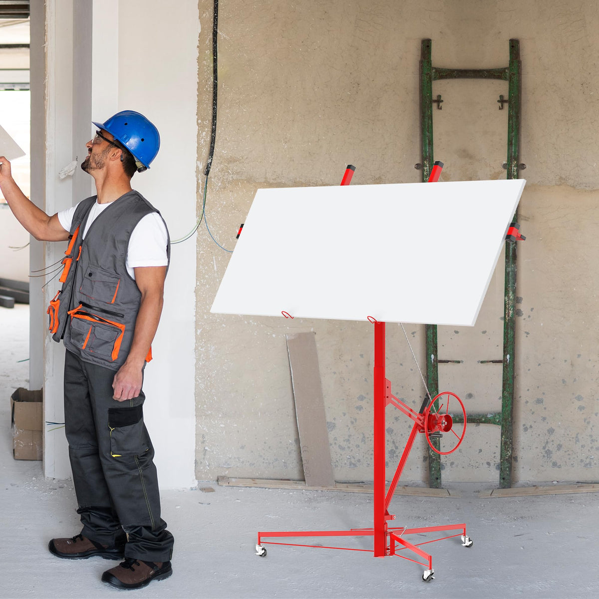 16ft Drywall Lifter Panel Hoist with Wheels,150 LBS Capacity