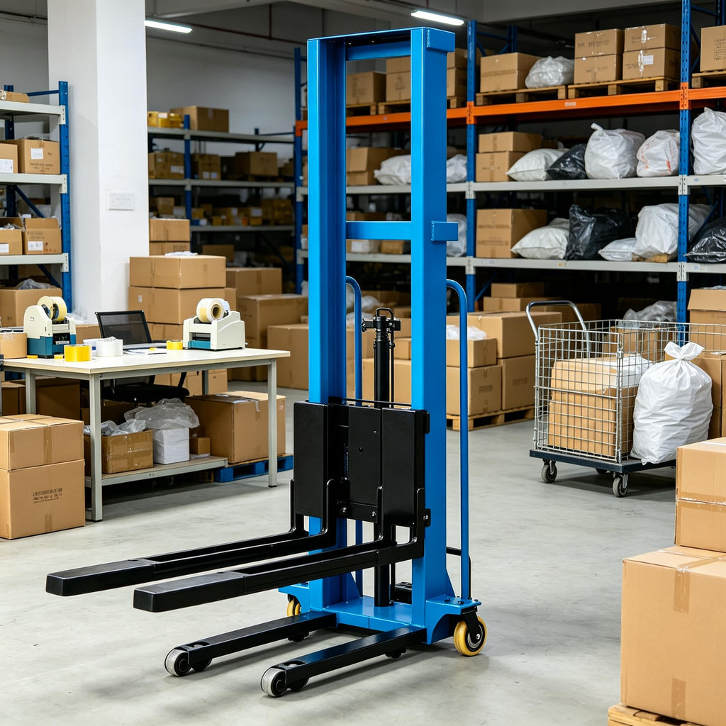 Portable Semi Electric Forklift, Hydraulic Pallet Stacker Material Lift