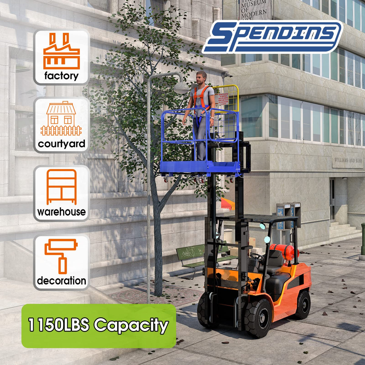 36.2"x36.2" Forklift Safety Cage, Foldable Work Platform 1152LB