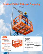 VEVOR Mesh Telehandler Work Platform, 48 x 73.9 Inch, Man Safety Basket, 2000 lbs Capacity, Forklift Telehandler Attachment, Safety Cage, Heavy Duty Carbon Steel, for Most Aerial Jobs Lifting Loader