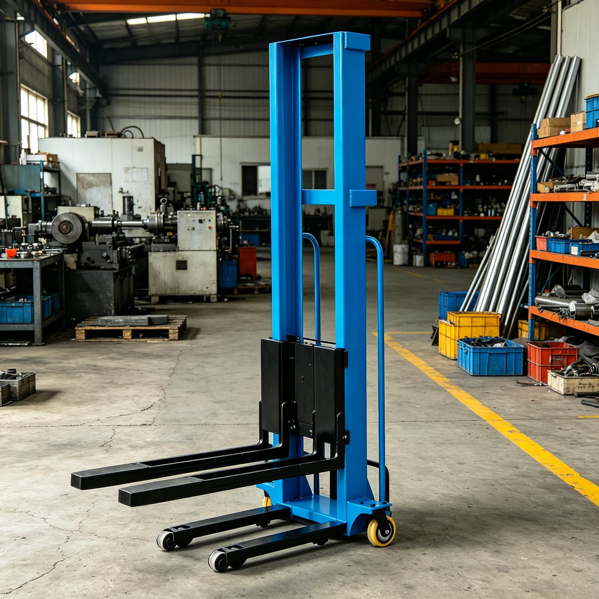 Portable Semi Electric Forklift, Hydraulic Pallet Stacker Material Lift