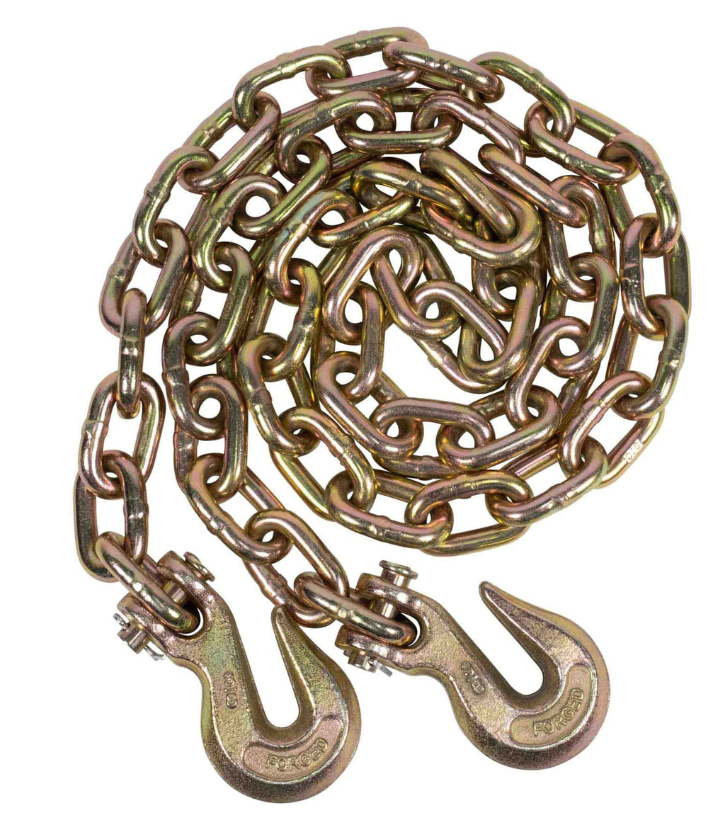 Mytee Products 4 Pack 3/8 Inch x 12 FT Grade 70 Binder Chain with Clevis Grab Hooks - G70 Transport Tow Chain - 6,600 Lbs Working Load Limit