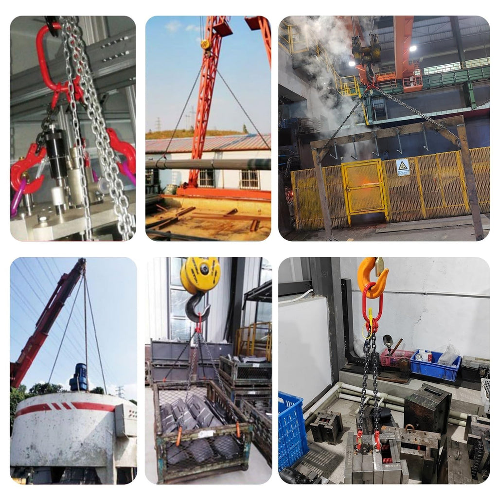 Lifting Chain with 4400lbs Load Capacity, Durable 4-Hook Design for Balanced Lifting, Ideal for Cranes and Heavy Load Handling