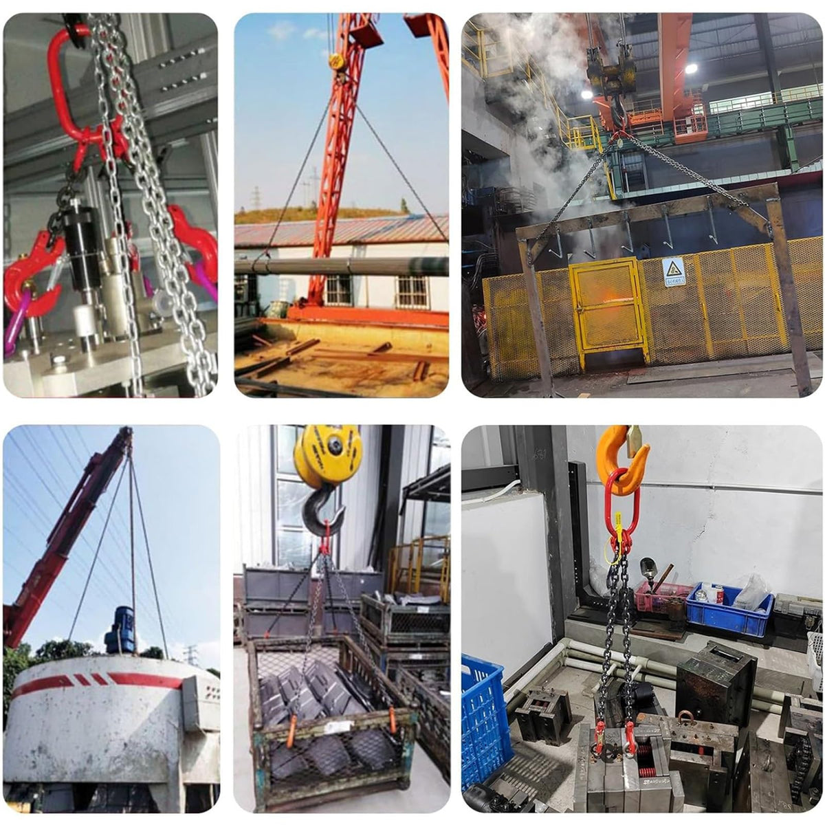 Customizable G80 Mn-Steel Lifting Chains, 3 Ton Capacity, Heavy Duty Durable Chains for Warehouse, Factory & Engine Lifting - Standard Marking, Perfect for Heavy Equipment