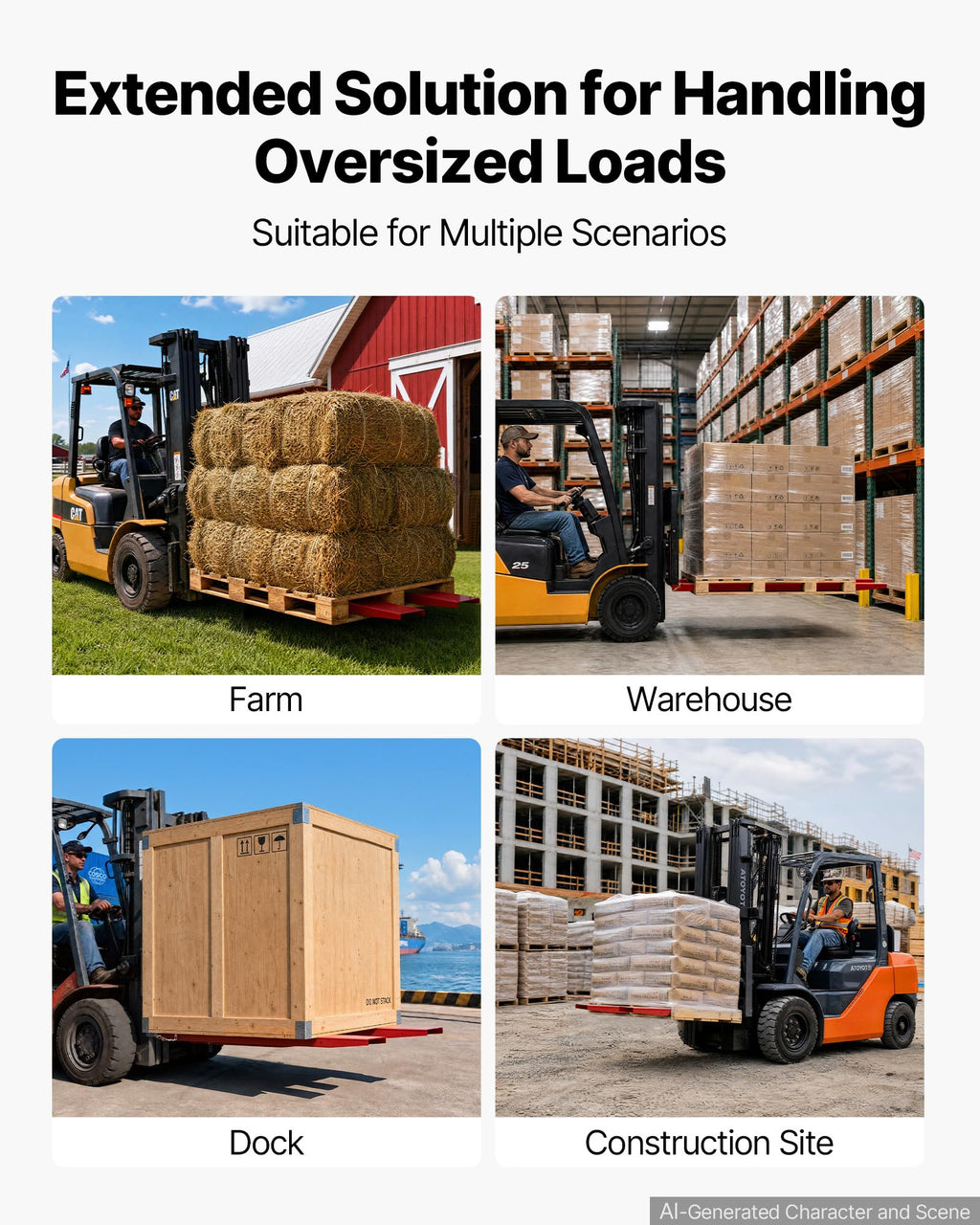 VEVOR Forklift Extensions 96 x 5.5 in, 5500 lbs Load Capacity & Bottom Lock