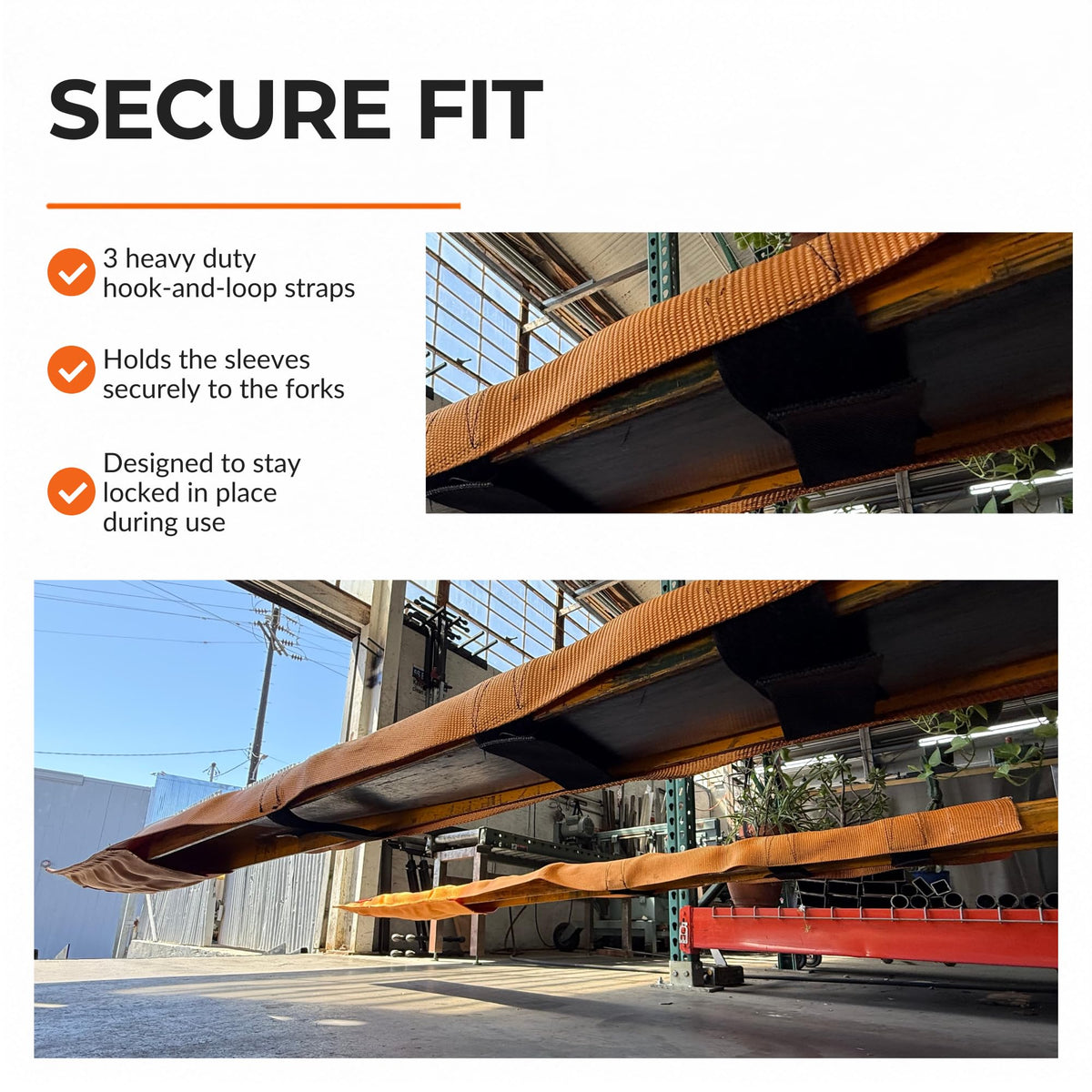 "Fork Tender" Forklift Fork Covers for Delicate Load Handling, Heavy Duty Hi Vis Nylon Protective Sleeve, Fits Forks 3"-6" Wide (42"-48" Long Forks)