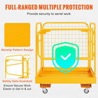 Foldable Forklift Safety Cage, 36"X36" Forklift Man Basket for 2 People, Heavy Duty Forklifts Cage 1200 LBS Capacity for Aerial Work, Lockable Swivel Wheels, Drain Hole & Device Chain