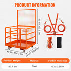 VEVOR Forklift Safety Cage, 43 x 45 Inch Forklift Man Basket with Wheels