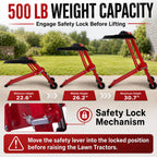 Lawn Mower Jack Lift 500-LB Carbon Steel Manual Crank Adjustable Width Tool