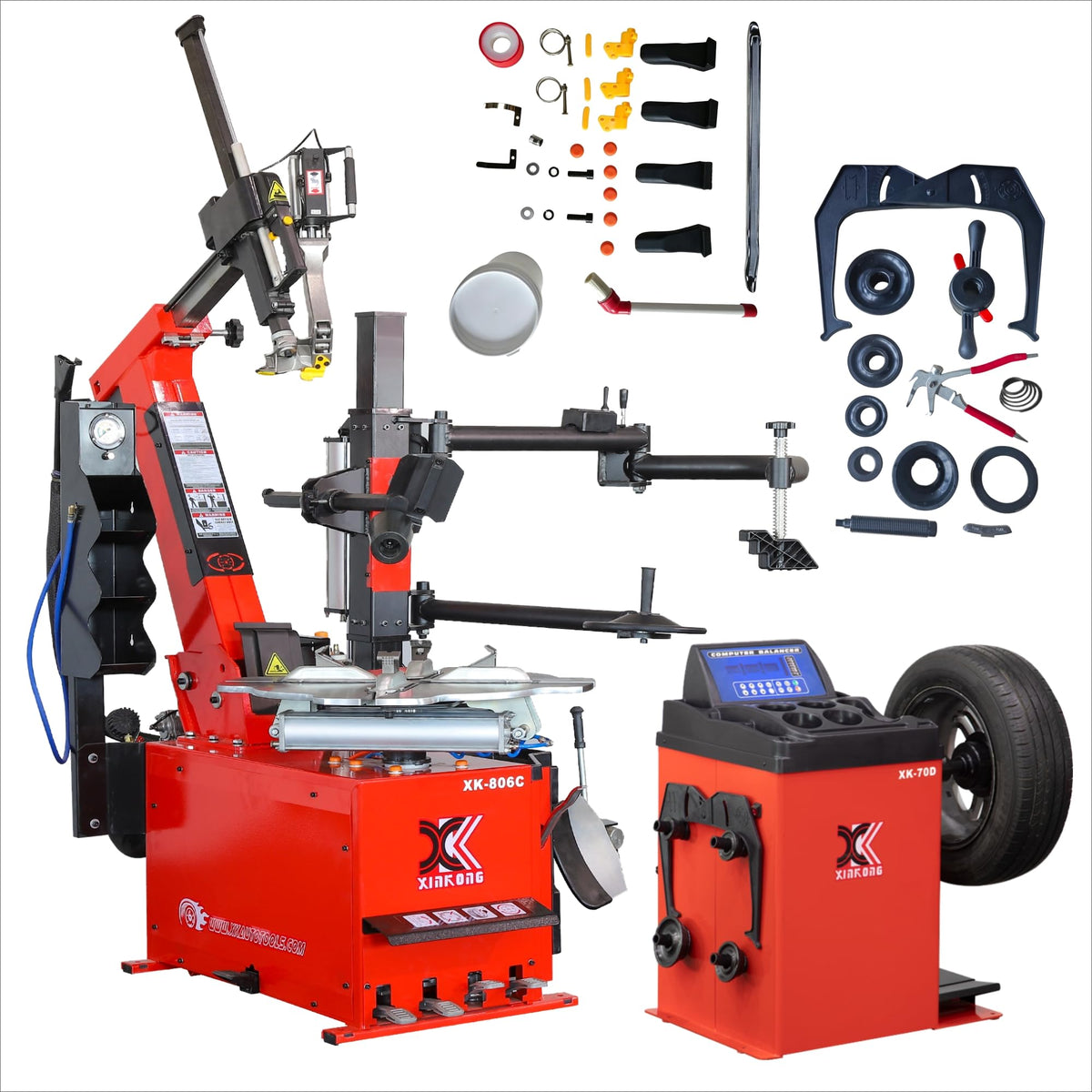 XK Tire Changer and Wheel Balancer Combo Rim Clamp 28 in, 110V,806A-70D