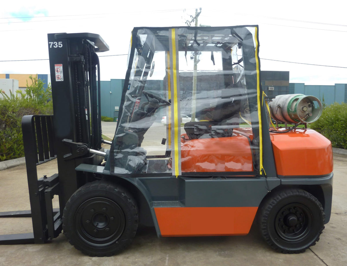 Heavy Duty Clear Universal Forklift Cab Enclosure Cover, Waterproof Windshield Rain Canopy Cover Protectors, Fits 6000 to 13000 lbs Forklift Trucks.