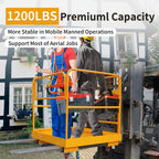 Forklift Safety Cage, 36"x36" Lift Basket, Heavy Duty Forklift Man Basket 1200LBS Capacity with 4 Wheels, Safety Set, Forklift Work Platform for Most Aerial Jobs