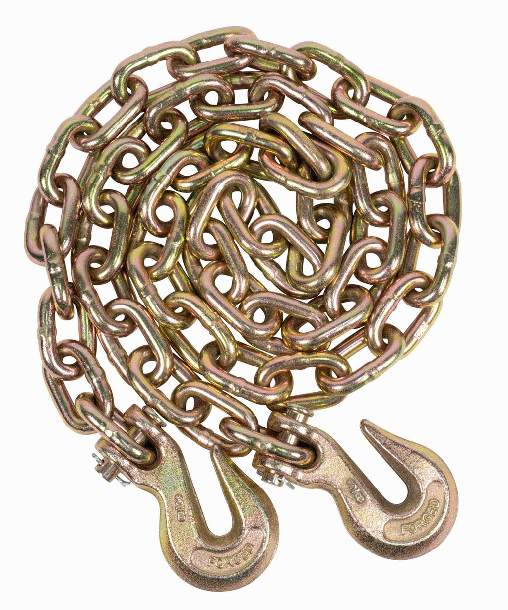 Mytee Products 4 Pack 1/2 Inch x 20 FT Grade 70 Binder Chain with Clevis Grab Hooks - G70 Transport Tow Chain - 11,300 Lbs Working Load Limit